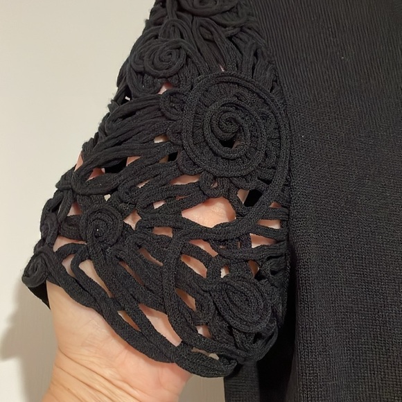 Escada Margaretha Ley Black wool blend knit dress with decorative sleeves Sz 36 - Picture 4 of 8